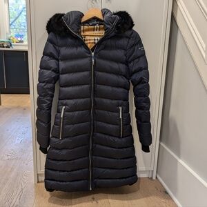 Burberry navy detachable shearling down filled jacket